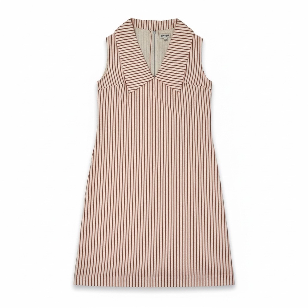 Vintage Mr. Winn California by Teddi Orange & Cream Striped Shift Mod Dress-10